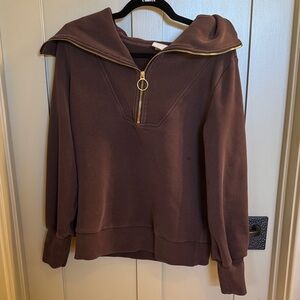 Varley Chocolate Brown Zip-Up Hoodie